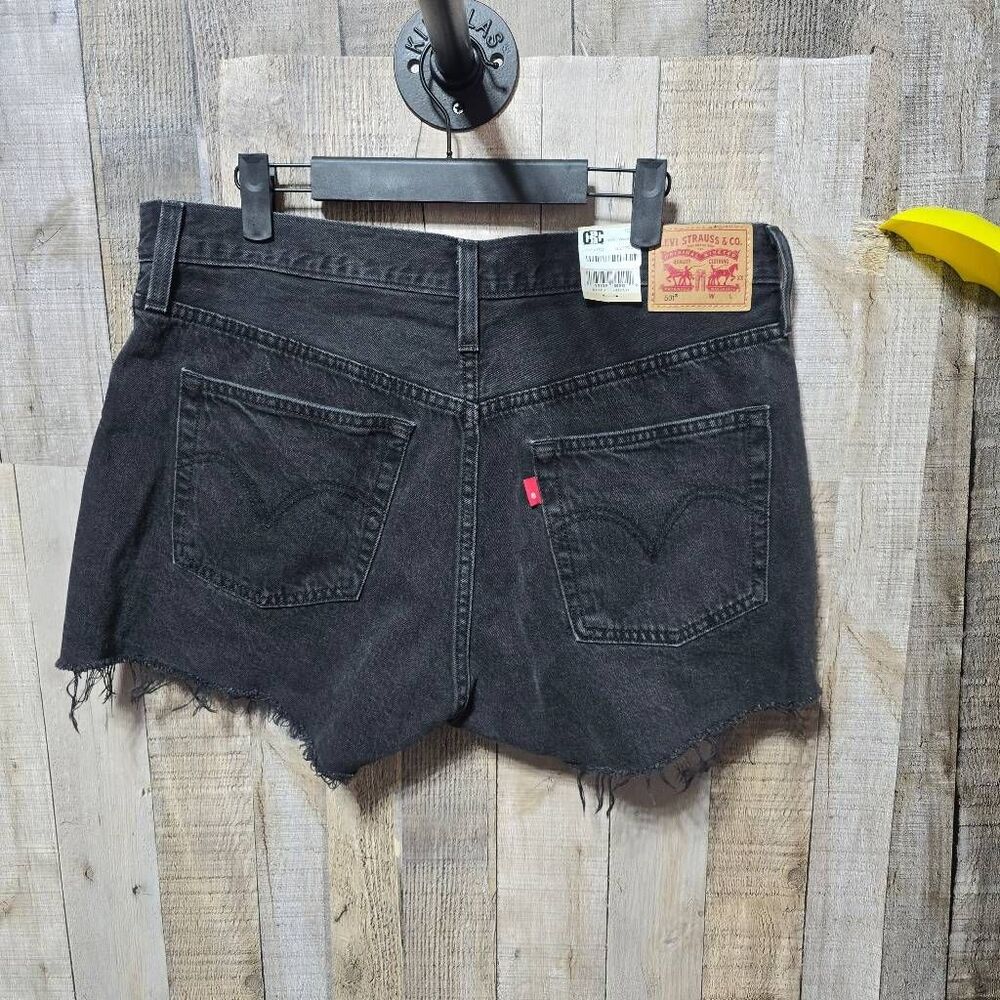 Levi's Black Distressed 501 Jean Shorts - Picture 3 of 6
